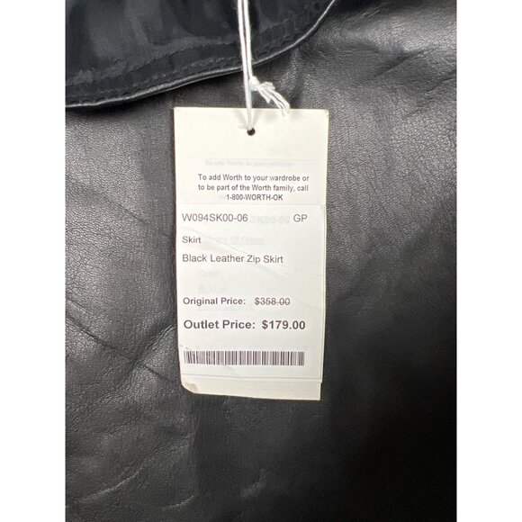 Worth Women 6 Black 100% Leather Straight Zip Mini Skirt NWT - Picture 4 of 7